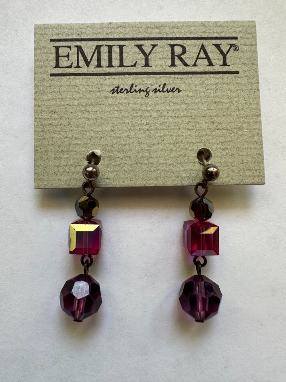 Emily Ray dangle earrings, sterling silver findings, swarovski crystals